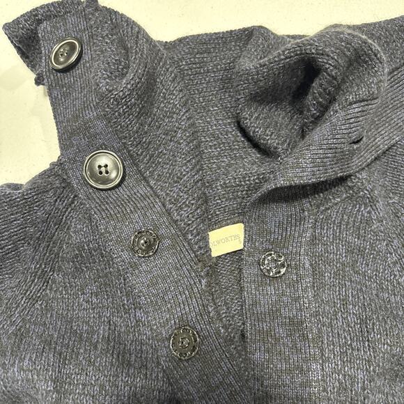 Woolworths Women's Wool Blend Cardigan Sweater Short Sleeve Collared Size S Navy - Picture 6 of 12